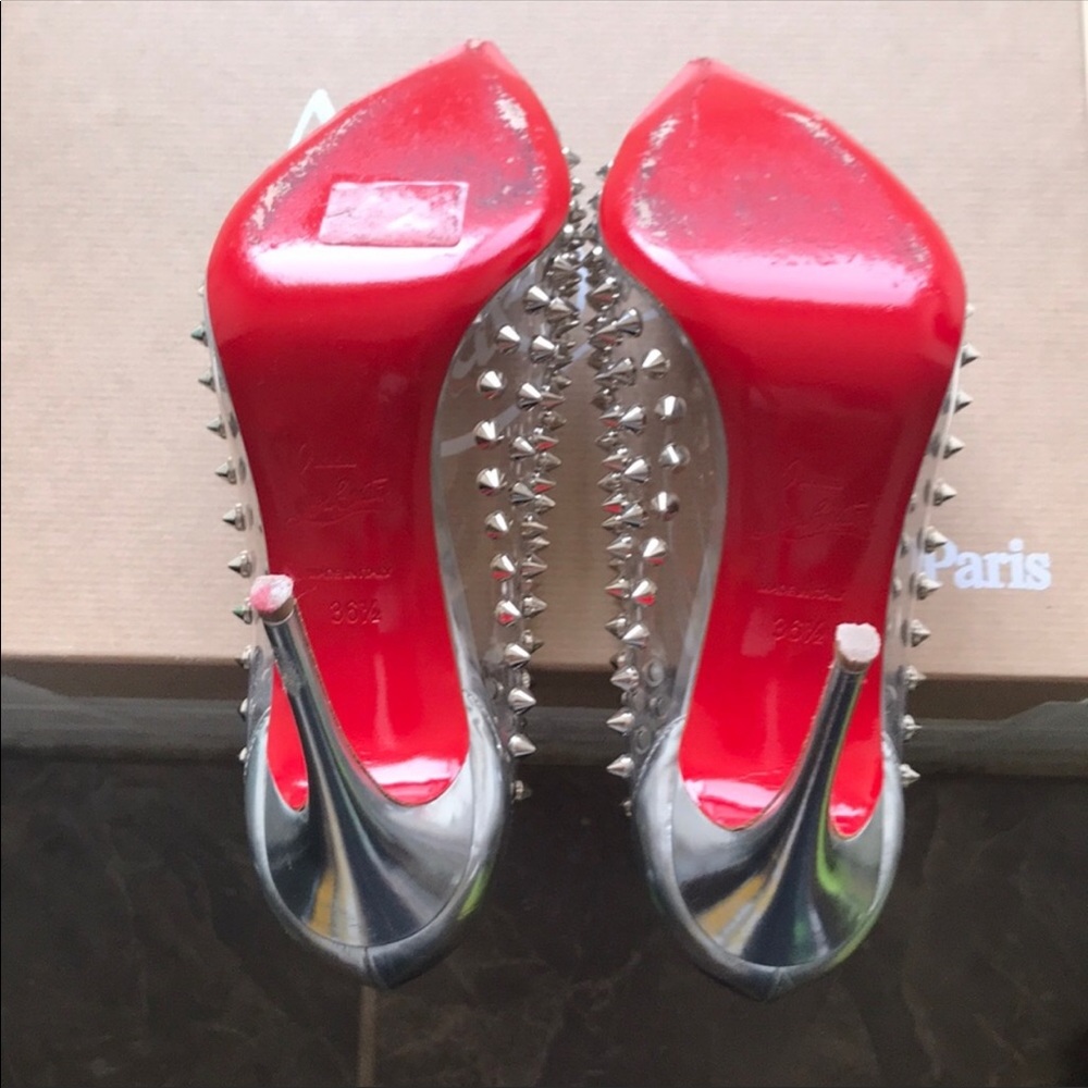 ❌SOLD❌Christian Louboutin Silver Spike PVC - Picture 5 of 5